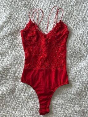 Red lace bodysuit